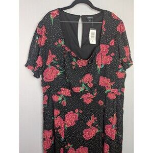 Torrid Sz 2 Tea Length Stretch Challis Sweetheart A-line Dress Rema Pop Floral